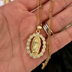 Gold Plated St Virgin Mary Chain Necklace